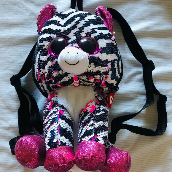 TOYS R”US Beanie Babies Boos Zoey The Zebra Girls Back Pack adjustable straps - Picture 1 of 4
